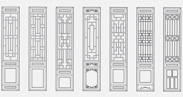 路北常用中式仿古花窗图案隔断设计图